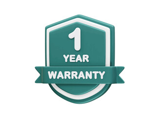 1 Year Warranty Sign. 3D rendering one year warranty icon vector 3d render