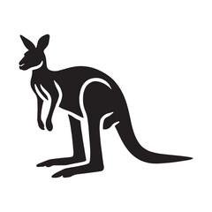 Playful kangaroo silhouette for modern digital media - Kangaroo black vector
