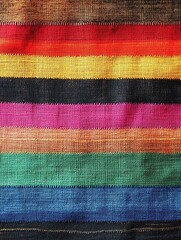 Obraz premium Colorful woven textile with vibrant stripes.