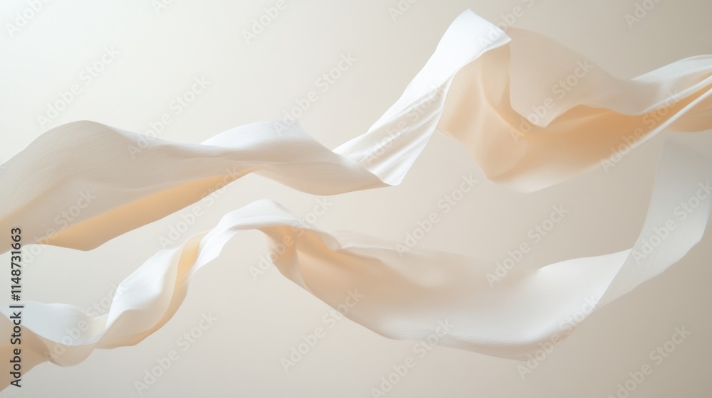 Poster Ethereal Floating Fabrics in Soft Minimalist Light A Dreamlike Abstract Scene