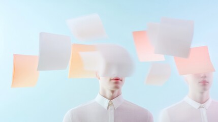 Surreal Education Dreamlike Minimalism with Pastel Levitating Papers