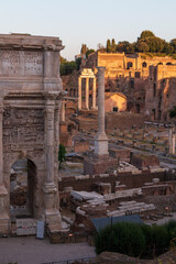 Fototapeta premium sunset view of the imperial forums in Rome