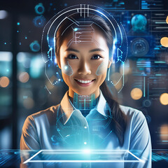 Business people and robot discussing strategies and future technologies on meeting.