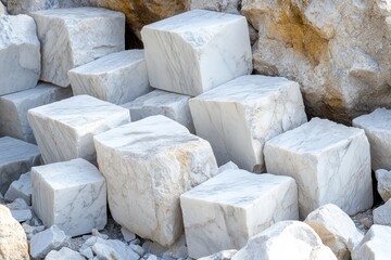 Carrara quarry s white marble blocks stone sector