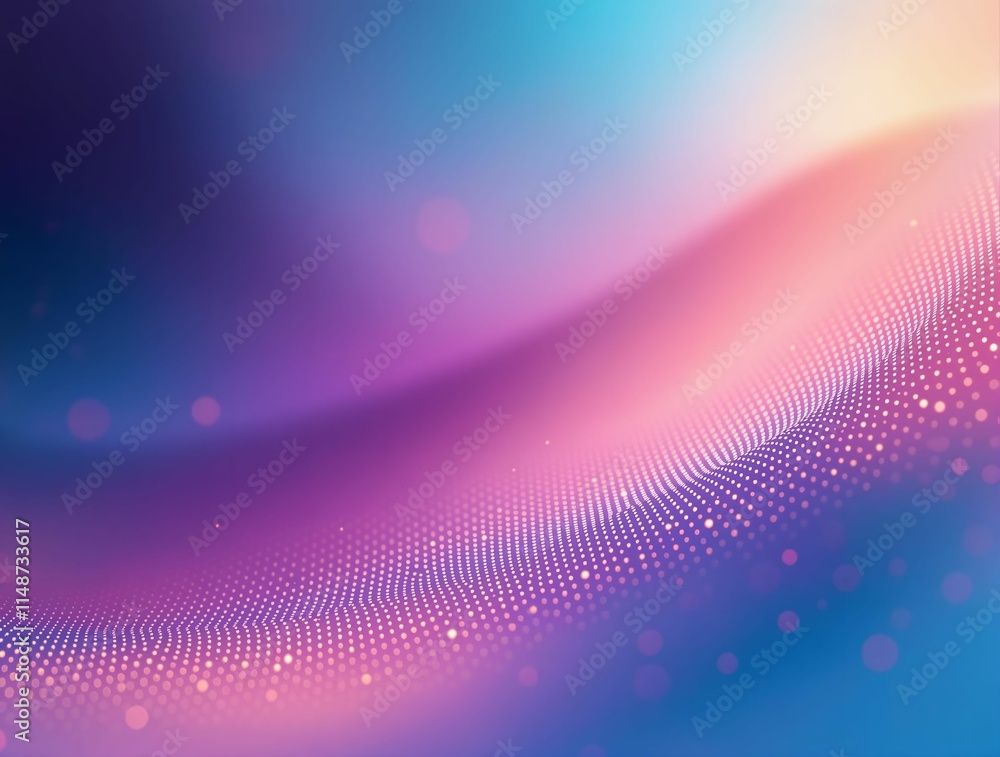 Aufkleber digital abstract background featuring a gradient of colors ranging from purple to blue, with a wavy 