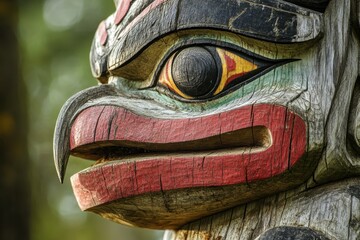 Carved wooden sculpture representing indigenous culture common among Northwest Coast tribes
