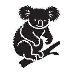 Simplified koala silhouette for digital and print designs - Koala illustration - minimallest koala vector

