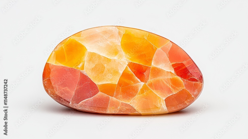 Poster beautiful polished stone with warm colors showcasing intricate patterns of light and texture.