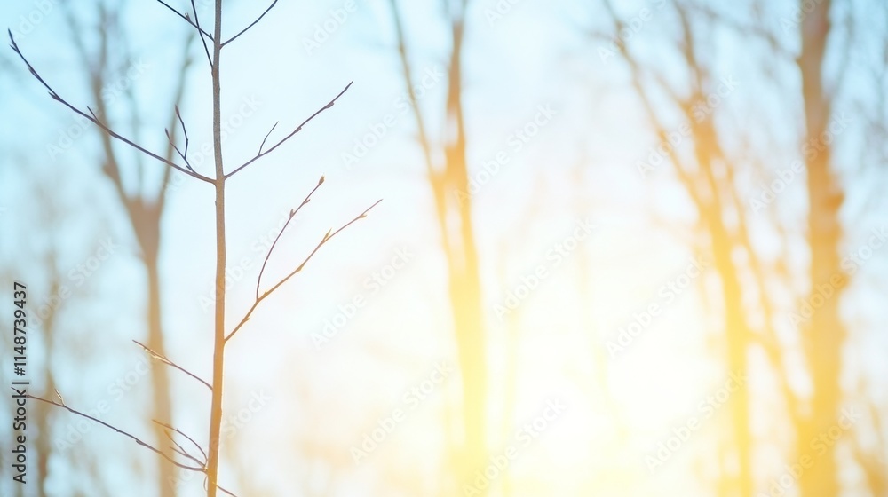 Poster ethereal light and branches surreal serenity in a sunlit forest