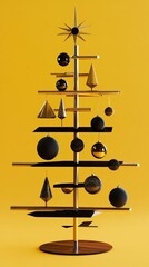 Modern Christmas tree with decorative ornaments.