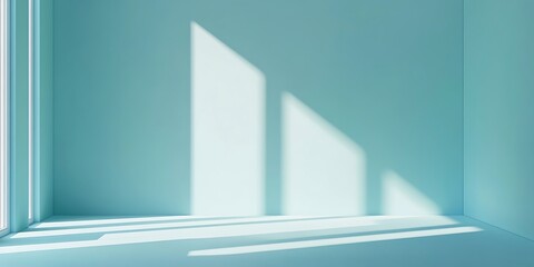 Obraz premium Light illuminates a minimalist blue room corner