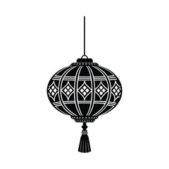 Fototapeta premium Traditional Black and White Chinese Lantern Vector with Intricate Patterns