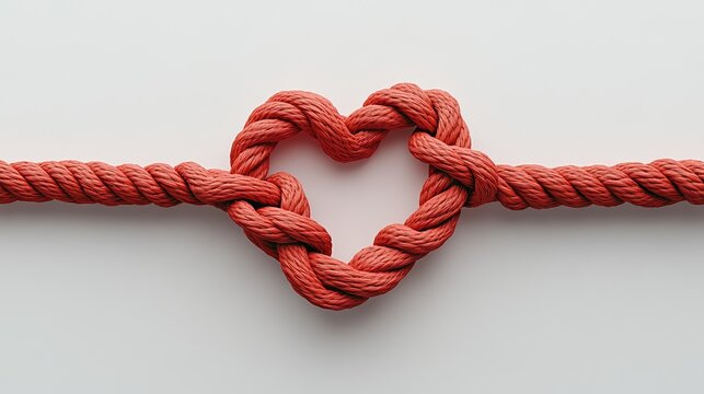 Red rope knot shaped like a heart