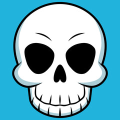 Kartoon-Totenkopf auf blauem Hintergrund