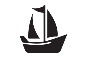 Boat icon silhouette illustration with white background.