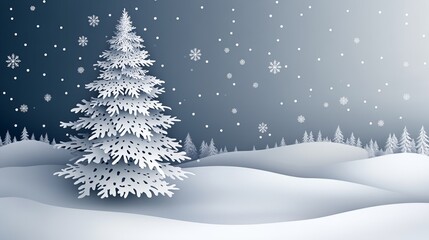 Fototapeta premium Snowy winter landscape with a frosty tree.