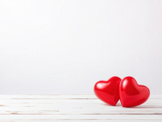 Empty of Valentines day with two Heart shaped balloon on white background. Empty of mockup for product.