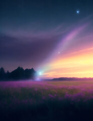 Fototapeta premium Celestial beauty and magic of space, pink colored landscape and miracle comet wallpaper