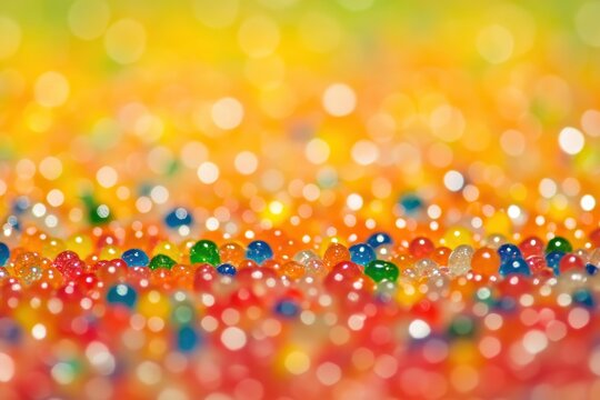 Close up of colorful hydrogel balls abstract background texture