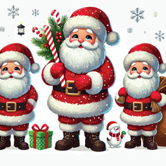 Christmas Santa Claus Isolated on white Background. Vector illustration. on white background 