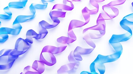 Colorful Ribbons Arranged on White Background