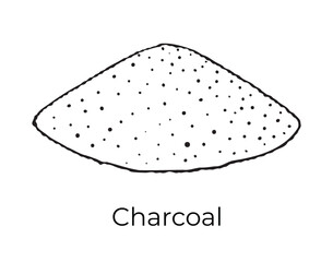charcoal doodle hand drawn icon. Outline drawing charcoal organic natural cosmetic ingredient line clipart symbol 