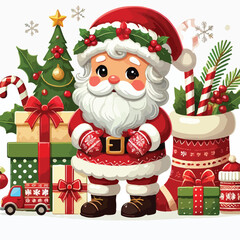 Christmas Santa Claus Isolated on white Background. Vector illustration. on white background 