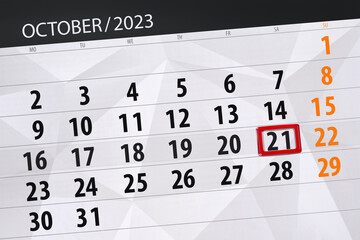 Fototapeta premium Calendar 2024, deadline, day, month, page, organizer, date, December, saturday, number 21