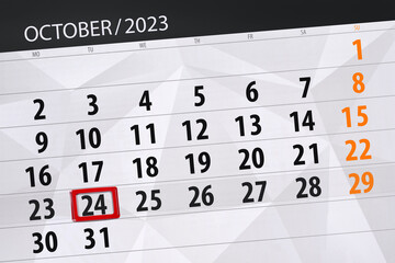 Obraz premium Calendar 2024, deadline, day, month, page, organizer, date, December, tuesday, number 24