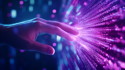 Digital Hands Interacting with Futuristic Cybersecurity Interface