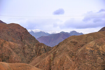 canyon landscape with red rocks in Kyrgyzstan, Central Asia