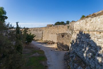 Beautiful streets and buildings of the old town of Rhodes in Greece