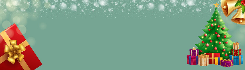 A festive Christmas design featuring a beautiful background with holiday decorations, perfect for banners. The design includes Christmas trees, lights, ornaments, and a cheerful atmosphere.