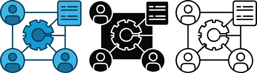 Teamwork Workflow Process Collaboration, Documents, and Gear Icon