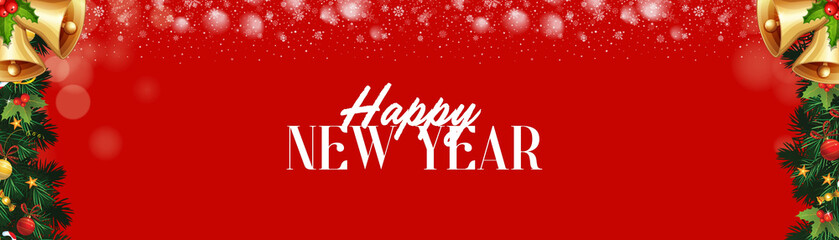 Fototapeta premium A festive Christmas design featuring a beautiful background with holiday decorations, perfect for banners. The design includes Christmas trees, lights, ornaments, and a cheerful atmosphere.