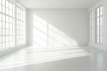 Fototapeta premium Contemporary minimalist Nordic living space Blank white room Scandinavian design