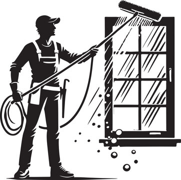 window cleaner silhouette cleaning window clip art preview