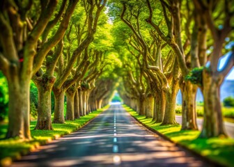 Azores Plane Tree Avenue: Tilt-Shift Miniature Landscape Photography