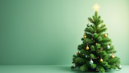 Green Christmas Tree with Shimmering Decorations