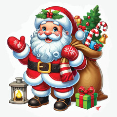 Christmas Santa Claus Isolated on white Background. Vector illustration. on white background 