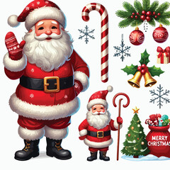 Christmas Santa Claus Isolated on white Background. Vector illustration. on white background 