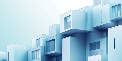 Modern Architectural Design Of Blue Apartment Building