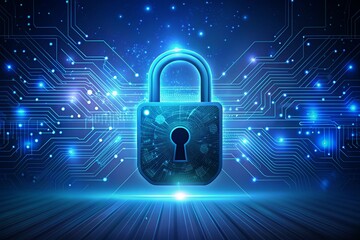 futuristic padlock and glowing digital network symbolizing secure technology wallpaper background