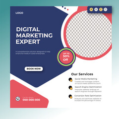 Digital marketing and corporate business service social media post banner template design