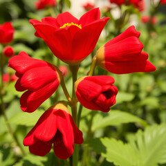 Fototapeta premium Red flowers close up