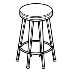 Simple Bar Stool Outline Vector Illustration 