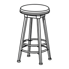 Simple Bar Stool Outline Vector Illustration 