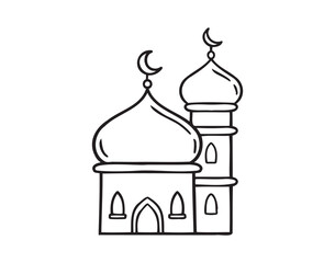 muslim mosque concept doodle hand drawn icon. Outline drawing muslim mosque line clipart symbol