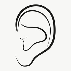 Human Ear Line Art Vector Icon Illustration