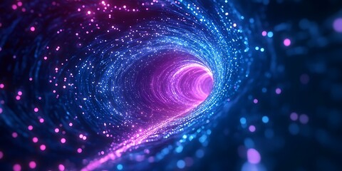 Obraz premium Abstract swirling neon light tunnel glowing brightly